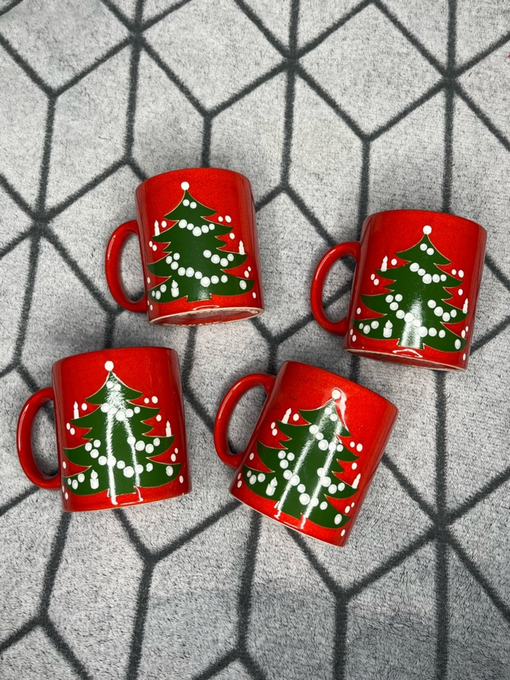 Vintage Waechtersbach Red Christmas Tree Coffee Mugs West Germany